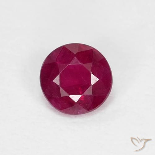 0.31ct طبيعي أحمر نبيذى غامق ياقوت, دائري, SI
