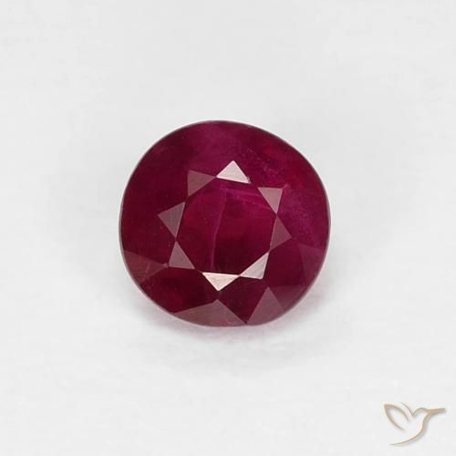 0.33ct طبيعي أحمر نبيذى غامق ياقوت, دائري, SI