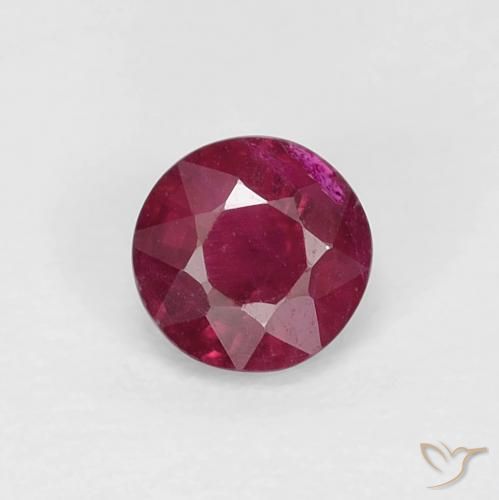 0.36ct طبيعي أحمر نبيذى غامق ياقوت, دائري, VS-SI