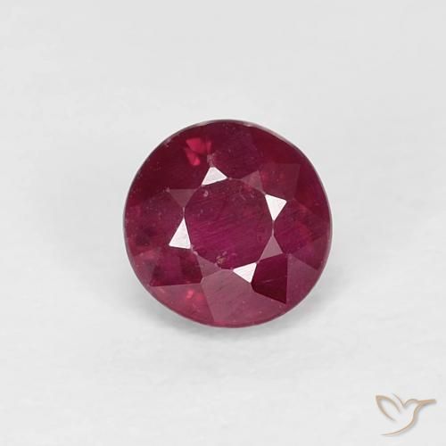 0.40ct طبيعي أحمر غامق ياقوت, دائري, VS-SI