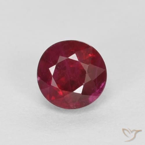 0.43ct طبيعي أحمر نبيذى غامق ياقوت, دائري, SI