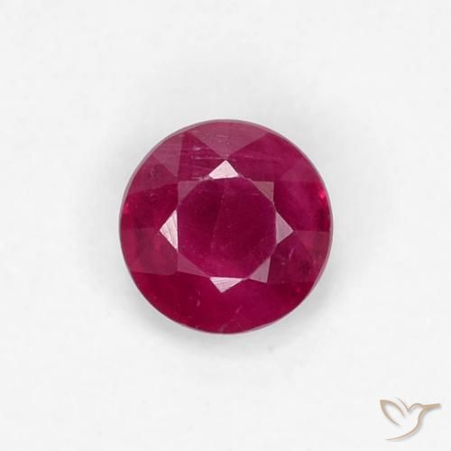 0.34ct طبيعي أحمر نبيذى غامق ياقوت, دائري, VS-SI