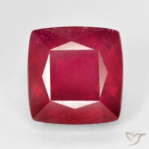 7.67ct طبيعي احمر غامق ياقوت, وسادة, قليلا جدا