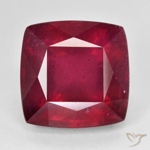 24.06ct طبيعي احمر غامق ياقوت, وسادة, قليلا جدا