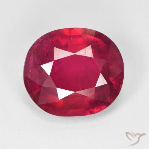 8.60ct طبيعي أحمر متوسط ياقوت, بيضوي, قليلا جدا