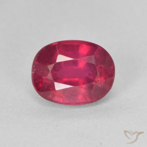 2.14ct طبيعي وردى محمر غامق ياقوت, بيضوي, قليلا جدا