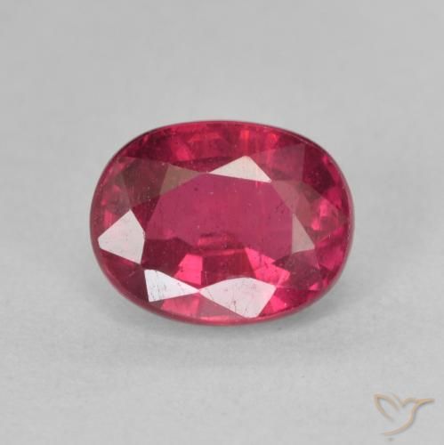 1.93ct طبيعي وردى محمر غامق ياقوت, بيضوي, قليلا جدا