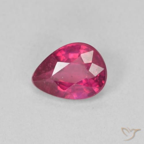 0.95ct طبيعي أحمر فاتح ياقوت, شكل الكمثرى, قليلا جدا