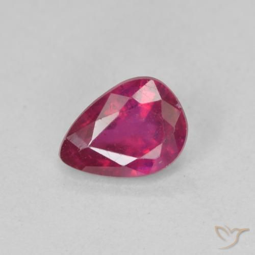 0.93ct طبيعي أحمر فاتح ياقوت, شكل الكمثرى, VS-SI