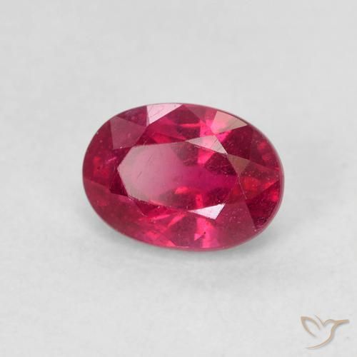 1.34ct طبيعي وردى محمر غامق ياقوت, بيضوي, قليلا جدا