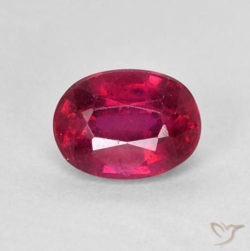 1.96ct طبيعي وردى محمر غامق ياقوت, بيضوي, قليلا جدا