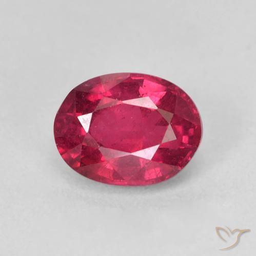 1.87ct طبيعي وردى محمر غامق ياقوت, بيضوي, قليلا جدا