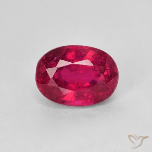 1.43ct طبيعي وردى محمر غامق ياقوت, بيضوي, قليلا جدا