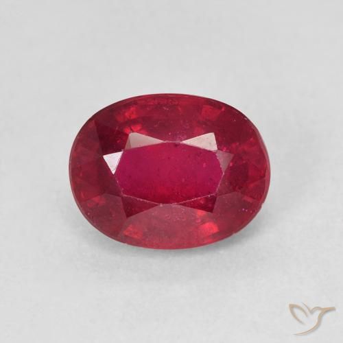 2.13ct طبيعي قرمزى غامق ياقوت, بيضوي, قليلا جدا