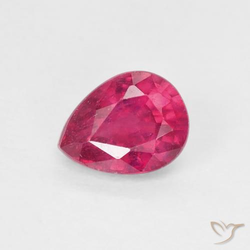 0.90ct طبيعي أحمر وردى ياقوت, شكل الكمثرى, قليلا جدا