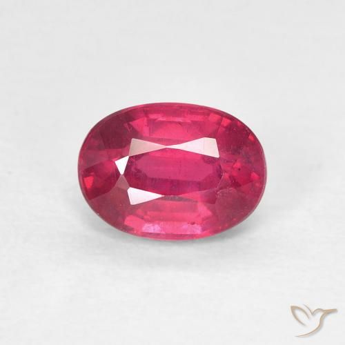 1.29ct طبيعي وردى محمر غامق ياقوت, بيضوي, قليلا جدا