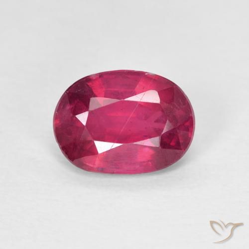 1.58ct طبيعي وردى محمر غامق ياقوت, بيضوي, قليلا جدا