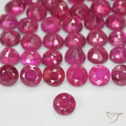 0.14ct طبيعي أحمر وردى ياقوت, دائري, VS-SI