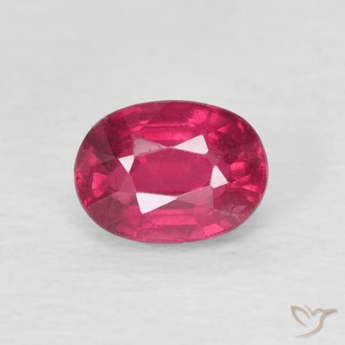 1.37ct طبيعي أحمر فاتح ياقوت, بيضوي, قليلا جدا