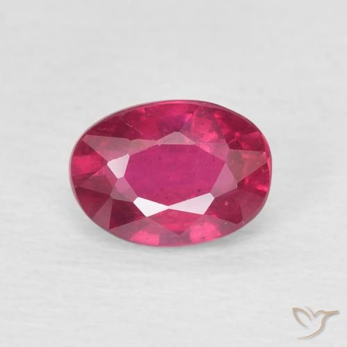 1.37ct طبيعي أحمر فاتح ياقوت, بيضوي, قليلا جدا