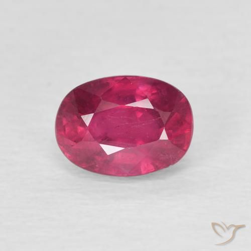 1.28ct طبيعي وردى محمر غامق ياقوت, بيضوي, قليلا جدا