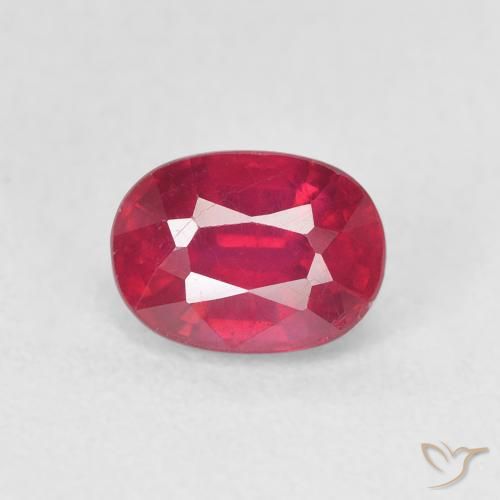 1.38ct طبيعي أحمر متوسط ياقوت, بيضوي, قليلا جدا