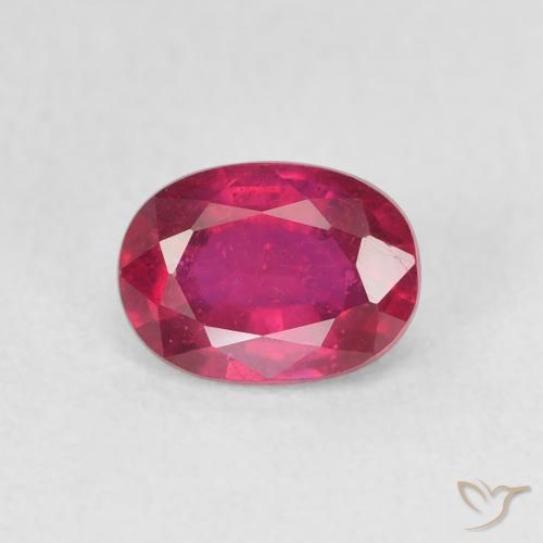 1.24ct طبيعي أحمر وردى ياقوت, بيضوي, قليلا جدا