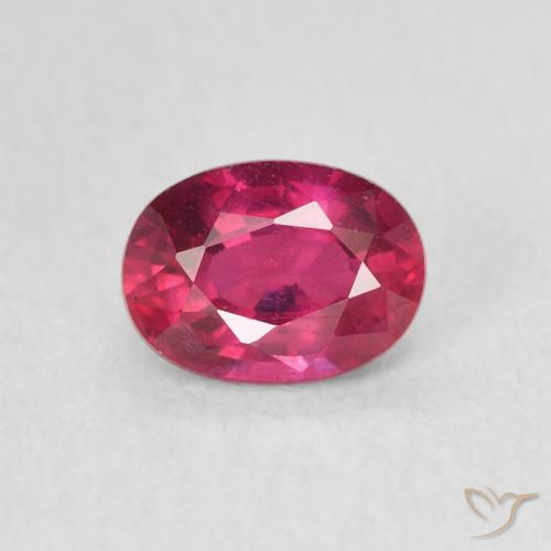 1.24ct طبيعي أحمر متوسط ياقوت, بيضوي, قليلا جدا