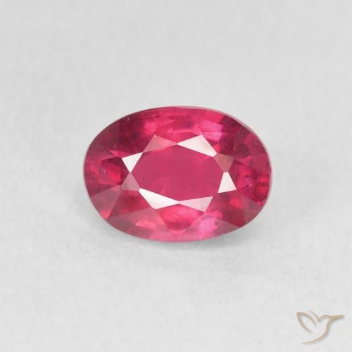 1.27ct طبيعي وردى محمر غامق ياقوت, بيضوي, قليلا جدا