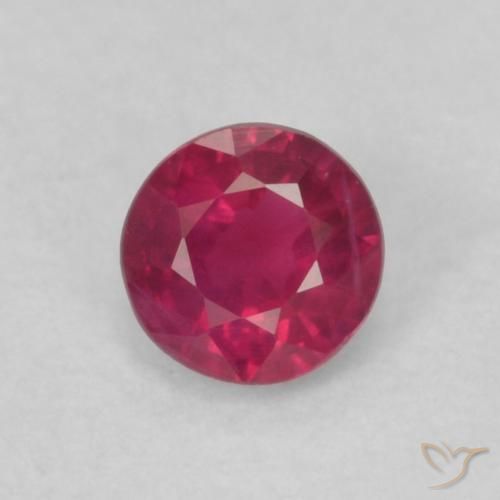 0.20ct طبيعي Medium Dark-Red ياقوت, دائري, قليلا جدا
