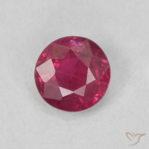 0.18ct طبيعي وردى محمر غامق ياقوت, دائري, قليلا جدا