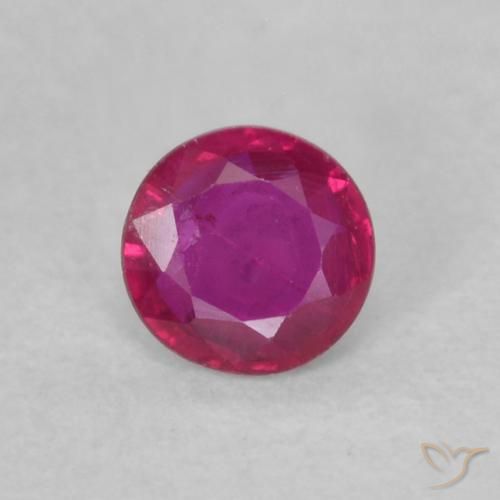 0.14ct طبيعي أحمر وردى ياقوت, دائري, قليلا جدا