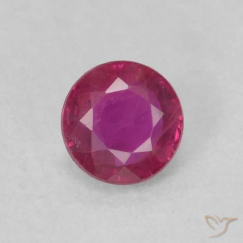 0.20ct طبيعي أحمر وردى ياقوت, دائري, قليلا جدا