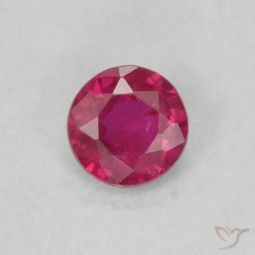 0.17ct طبيعي أحمر وردى ياقوت, دائري, قليلا جدا