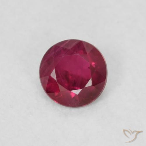 0.16ct طبيعي أحمر نبيذى غامق ياقوت, دائري, قليلا جدا