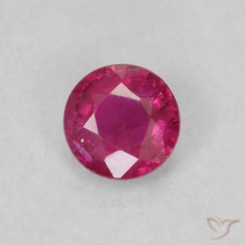 0.19ct طبيعي أحمر وردى ياقوت, دائري, قليلا جدا