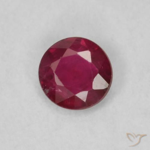 0.16ct طبيعي أحمر نبيذى غامق ياقوت, دائري, قليلا جدا