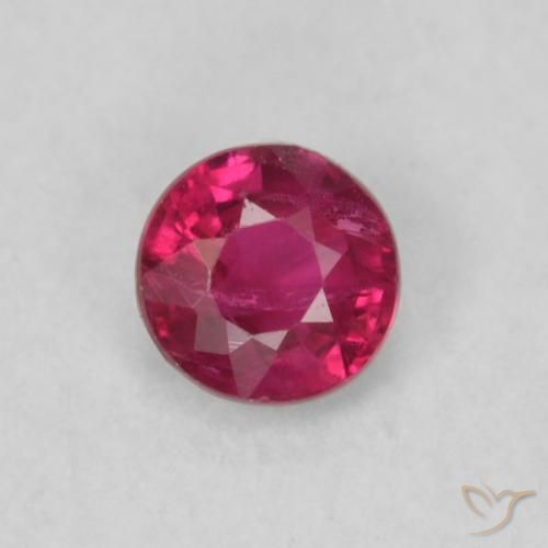 0.20ct طبيعي أحمر وردى ياقوت, دائري, قليلا جدا