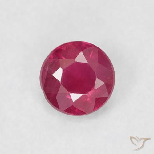 0.19ct طبيعي أحمر وردى ياقوت, دائري, قليلا جدا