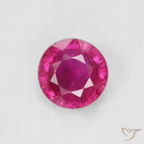 0.22ct طبيعي أحمر وردى ياقوت, دائري, قليلا جدا