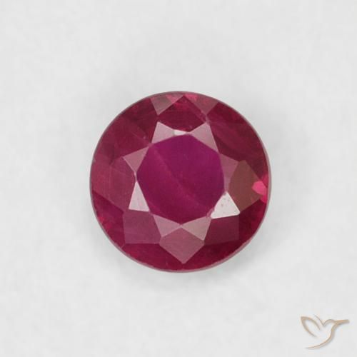 0.20ct طبيعي أحمر نبيذى غامق ياقوت, دائري, VS-SI