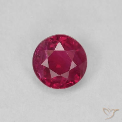 0.21ct طبيعي Medium Dark-Red ياقوت, دائري, قليلا جدا