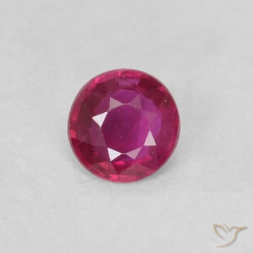 0.16ct طبيعي أحمر وردى ياقوت, دائري, قليلا جدا