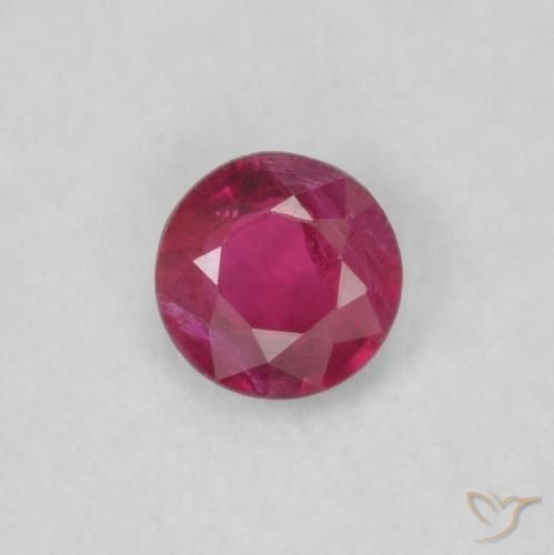 0.17ct طبيعي أحمر وردى ياقوت, دائري, قليلا جدا