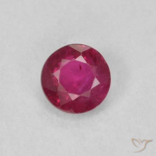 0.20ct طبيعي أحمر وردى ياقوت, دائري, قليلا جدا