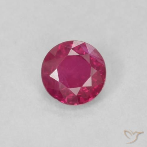 0.20ct طبيعي أحمر وردى ياقوت, دائري, قليلا جدا