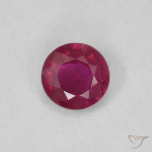0.18ct طبيعي أحمر نبيذى غامق ياقوت, دائري, قليلا جدا