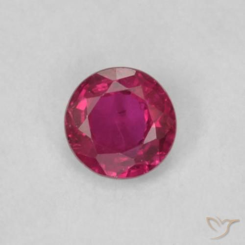 0.19ct طبيعي أحمر وردى ياقوت, دائري, قليلا جدا