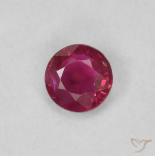 0.18ct طبيعي وردى محمر غامق ياقوت, دائري, قليلا جدا