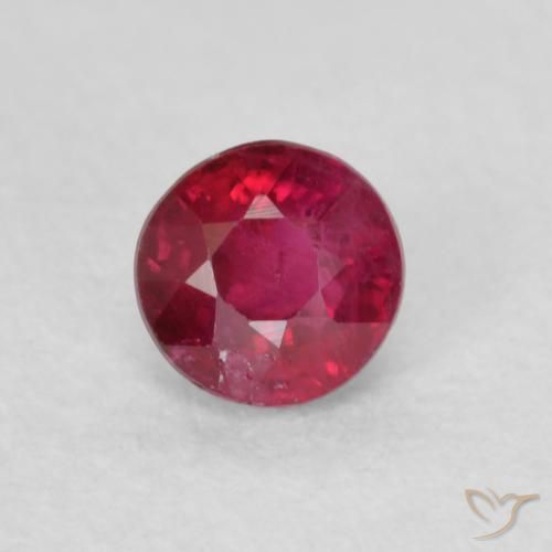 0.30ct طبيعي وردى محمر غامق ياقوت, دائري, SI-I1